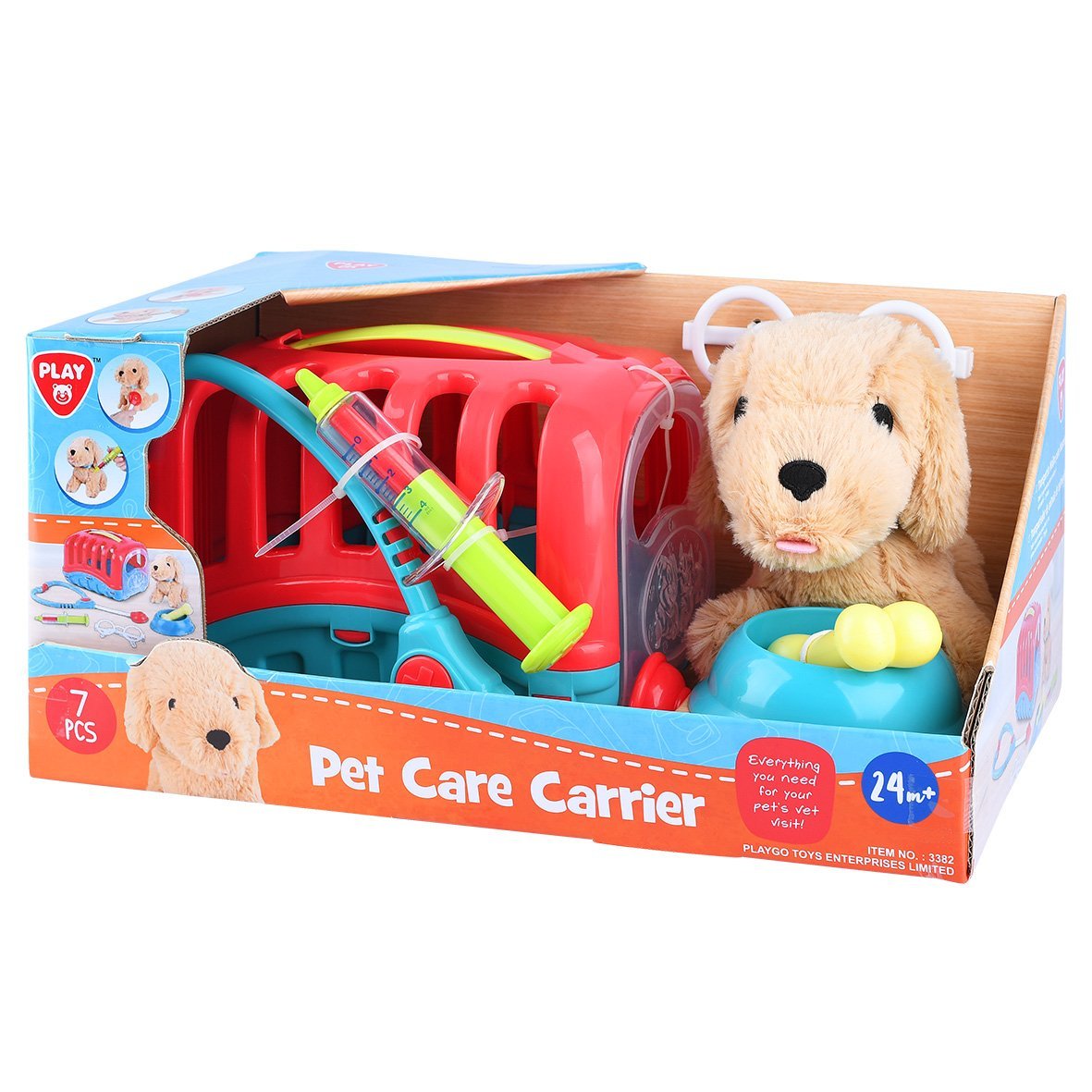Playgotoys ของเล่นเสริมพัฒนาการ เป้อุ้มสัตว์เลี้ยง - 7 ชิ้น (รวมตุ๊กตาลูกสุนัข) (PG-3382)